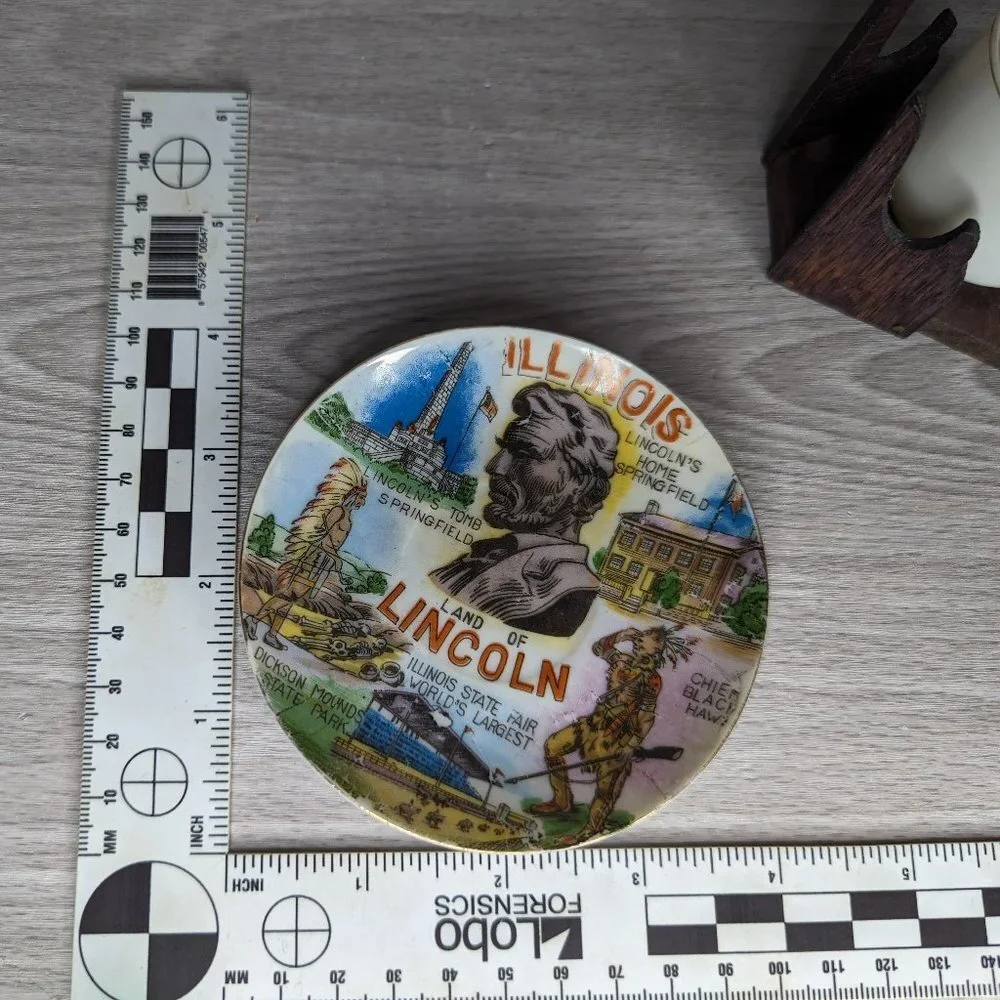 Vintage Ceramic Illinois Souvenir Miniature Mug & Plate